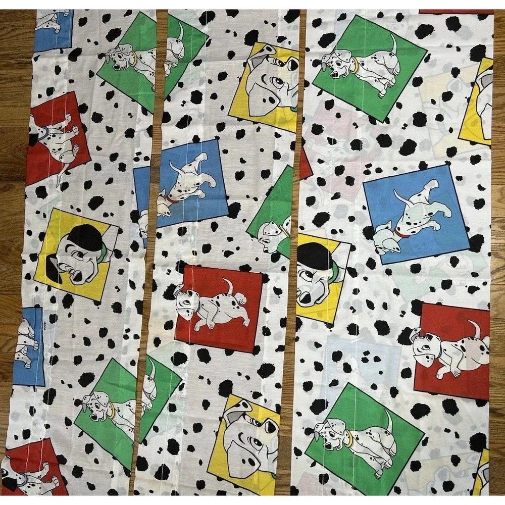 101 Dalmatians Unfinished Curtain Valances Unfinished Fabric Pieces Vintage 1993